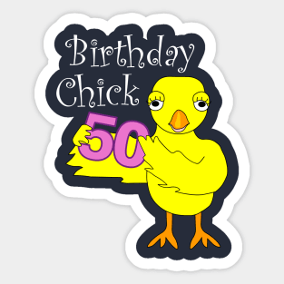 50th Birthday Chick White Text Sticker